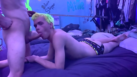 Sexy young blonde give madelm fuck