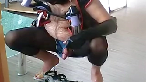 Sexy brunette hair shows her new body