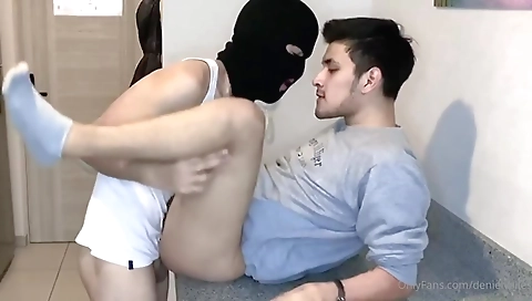 Sexy chick with big tits fucks a dildo