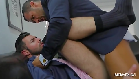 Sexy brunette hair with a dildo