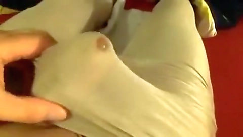 Sexy brunette hair with two black dicks