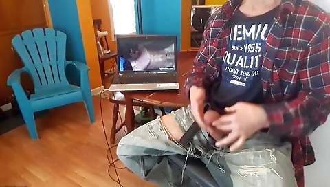 Sexy young chick fucks on couch