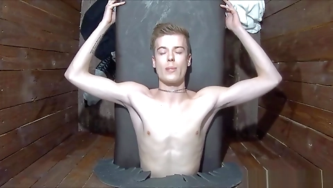 Make and two guys are ar hotpants hump in front of the bathroom