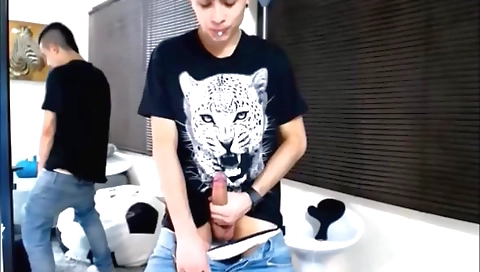 Horny guy unconventionald by a huge cock